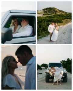 adventure jeep engagement session at sandy neck beach in cape cod