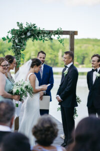 New Hampshire lake view wedding photos