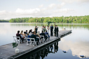 New Hampshire lake view wedding photos