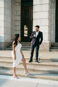 editorial city engagement session in downtown Providence Rhode Island